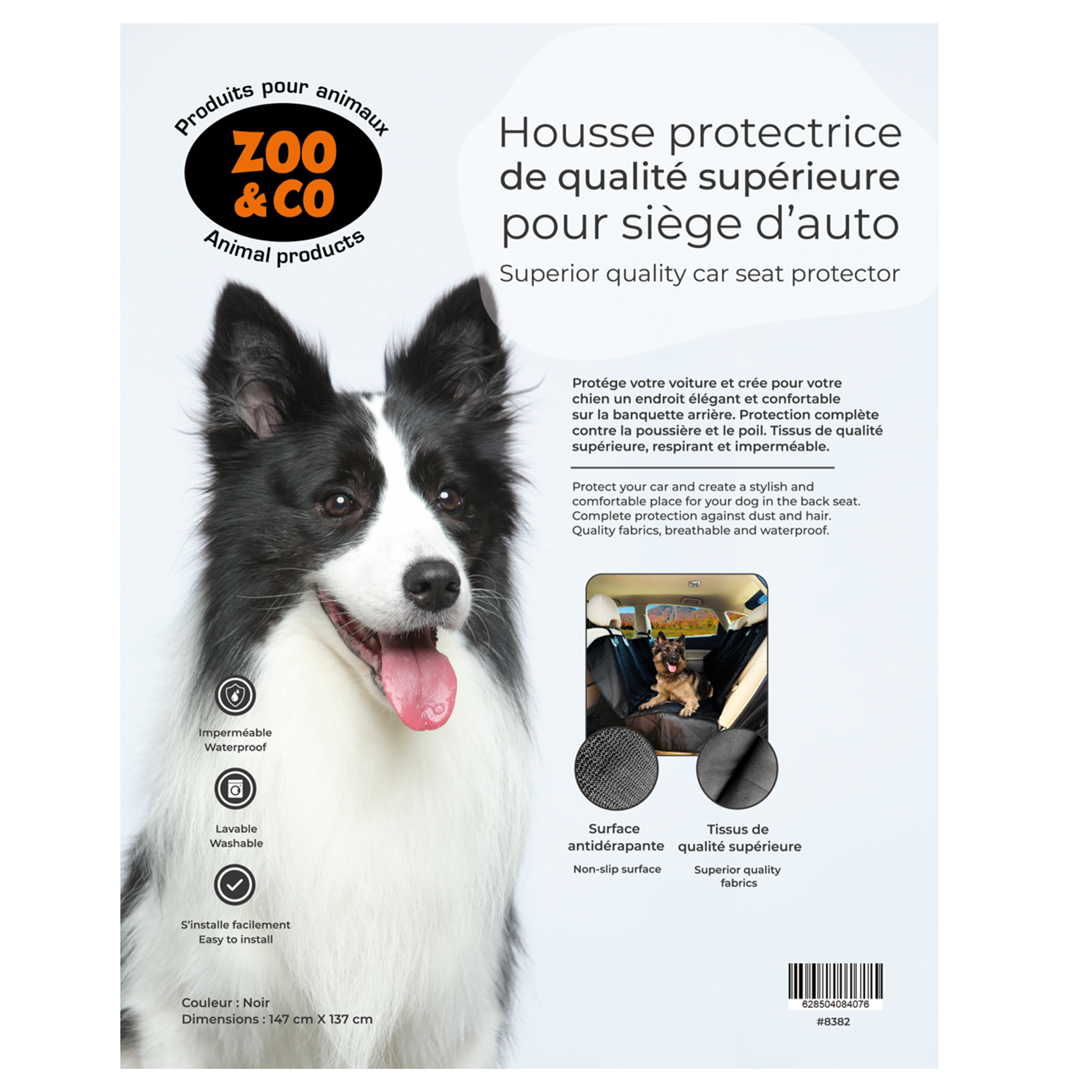 HOUSSE DE PROTECTION BANQUETTE ARRIERE POUR ANIMAUX DE COMPAGNIE (145 X 117  CMS)
